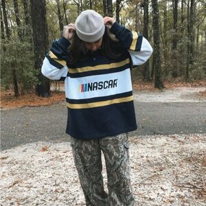 Brand new men’s NASCAR striped polo shirt long sleeve